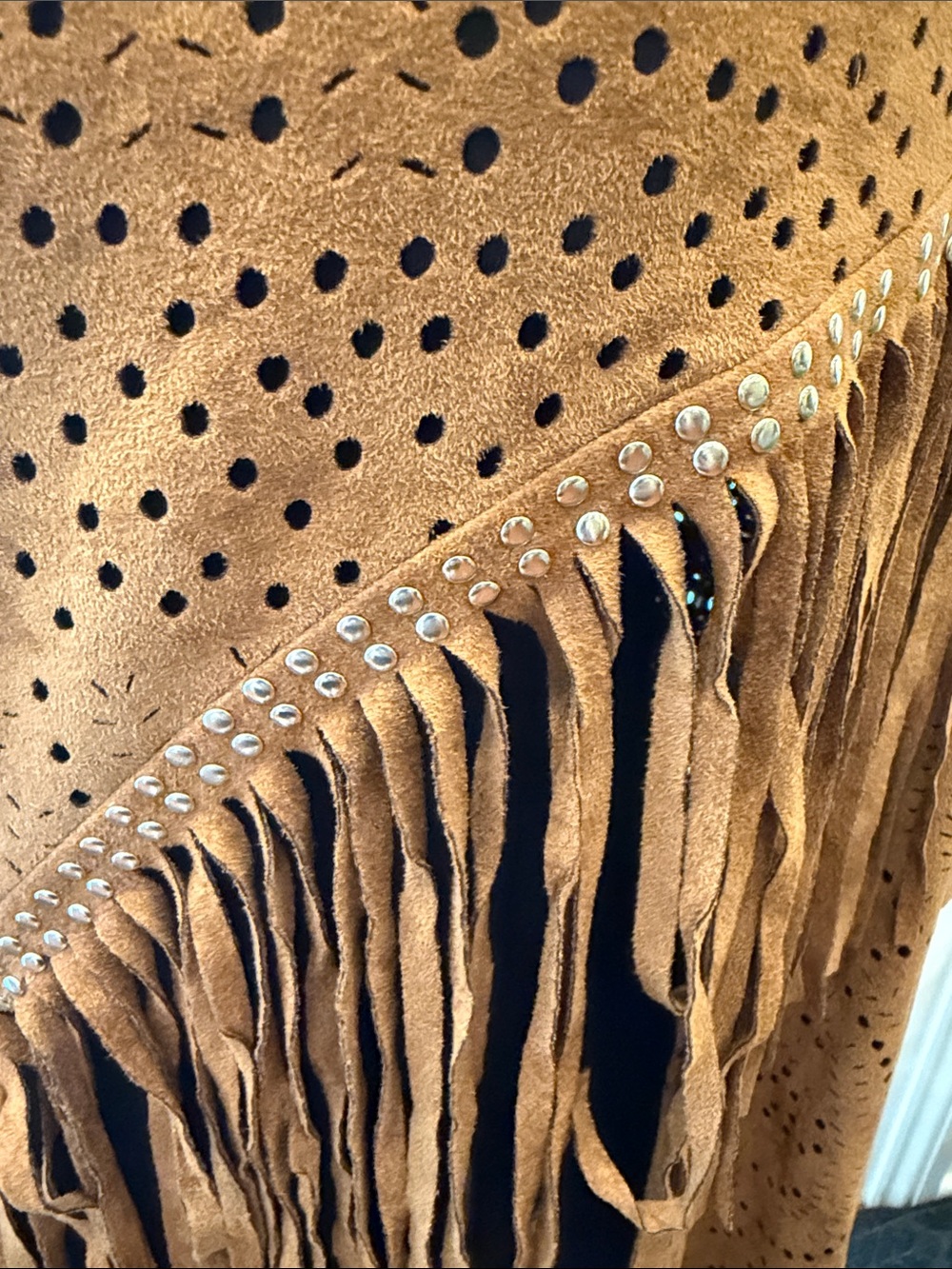 Fringed Knit Shawl Wrap in Tan - Picture 4 of 11
